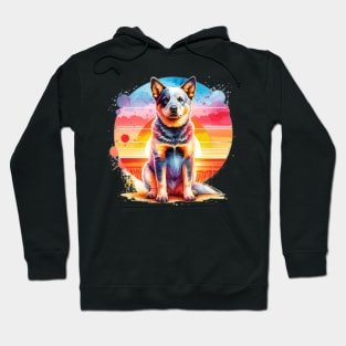 Watercolor Australian Cattle Dog Sunset. Hoodie